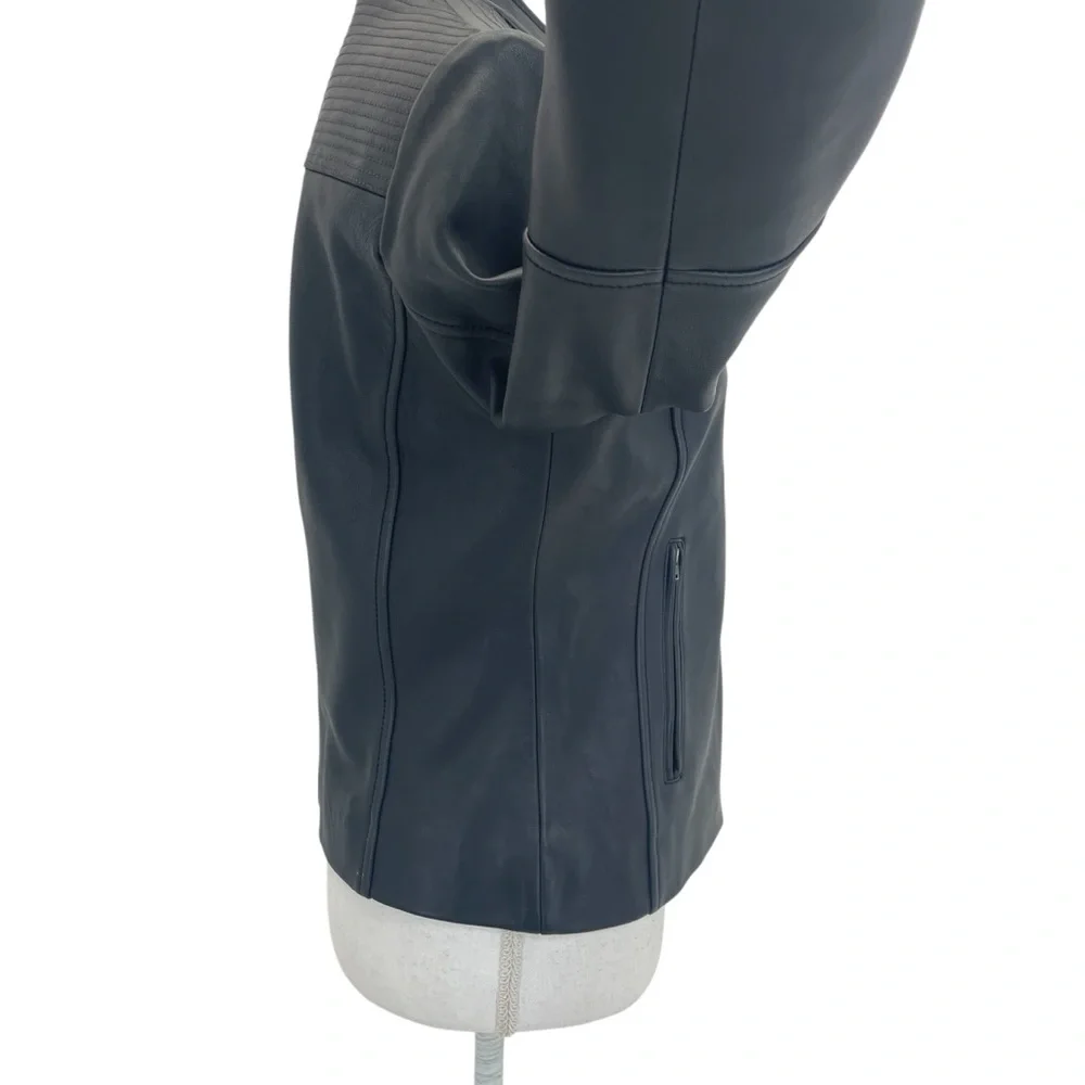 Reiss Lambskin Leather Jacket Medium Black - Picture 5 of 16